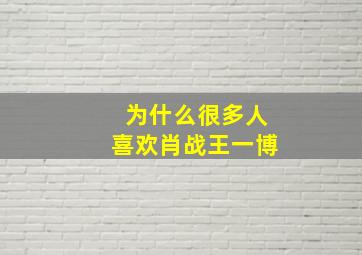 为什么很多人喜欢肖战王一博