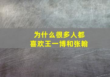 为什么很多人都喜欢王一博和张翰