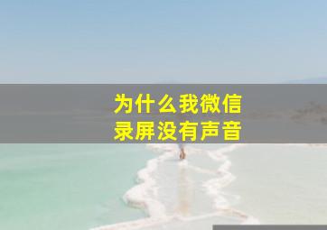 为什么我微信录屏没有声音