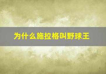 为什么施拉格叫野球王