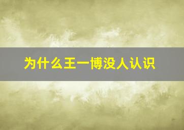 为什么王一博没人认识