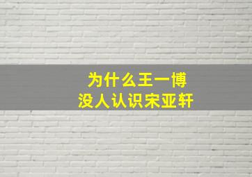 为什么王一博没人认识宋亚轩