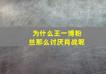 为什么王一博粉丝那么讨厌肖战呢