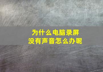 为什么电脑录屏没有声音怎么办呢