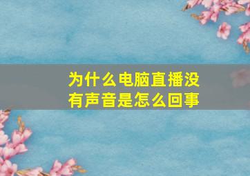 为什么电脑直播没有声音是怎么回事