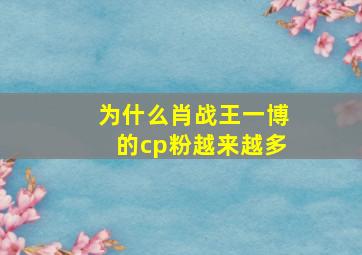 为什么肖战王一博的cp粉越来越多