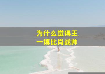 为什么觉得王一博比肖战帅