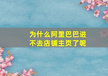 为什么阿里巴巴进不去店铺主页了呢