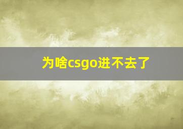 为啥csgo进不去了