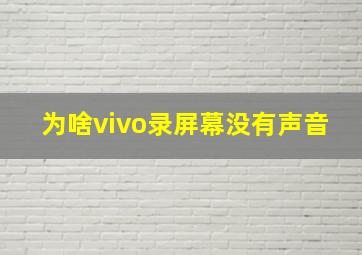 为啥vivo录屏幕没有声音