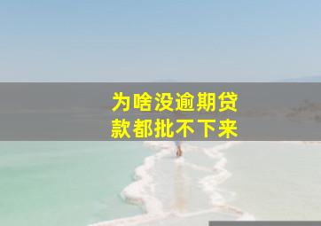 为啥没逾期贷款都批不下来