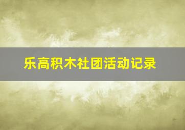 乐高积木社团活动记录