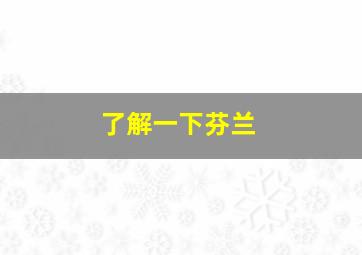 了解一下芬兰