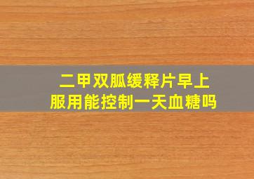 二甲双胍缓释片早上服用能控制一天血糖吗