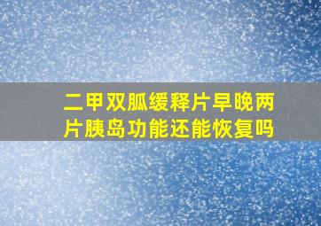 二甲双胍缓释片早晚两片胰岛功能还能恢复吗