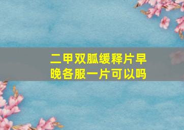 二甲双胍缓释片早晚各服一片可以吗