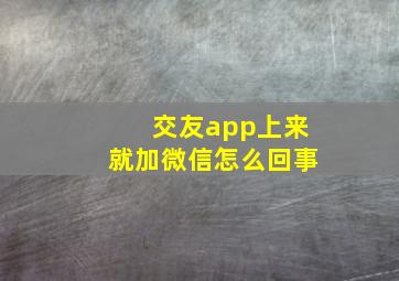 交友app上来就加微信怎么回事