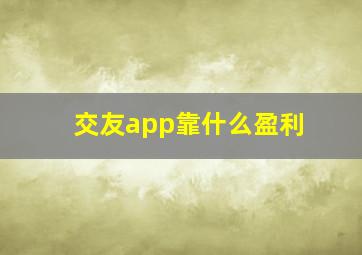 交友app靠什么盈利