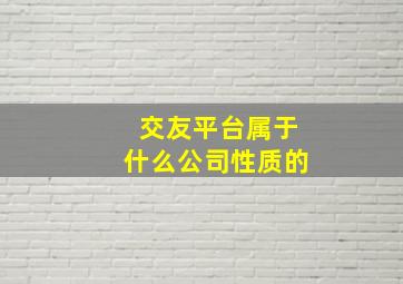 交友平台属于什么公司性质的