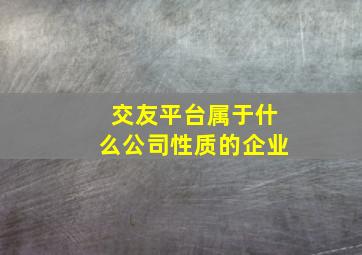 交友平台属于什么公司性质的企业