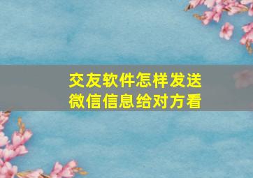 交友软件怎样发送微信信息给对方看