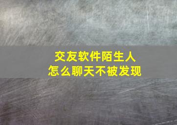 交友软件陌生人怎么聊天不被发现