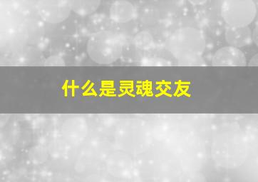 什么是灵魂交友