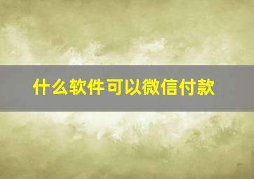 什么软件可以微信付款