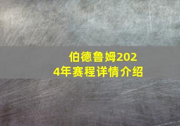 伯德鲁姆2024年赛程详情介绍