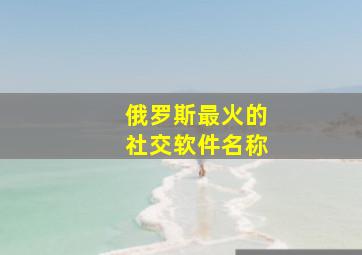 俄罗斯最火的社交软件名称