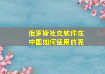 俄罗斯社交软件在中国如何使用的呢