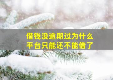 借钱没逾期过为什么平台只能还不能借了