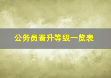 公务员晋升等级一览表