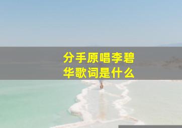 分手原唱李碧华歌词是什么