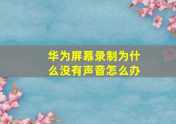 华为屏幕录制为什么没有声音怎么办