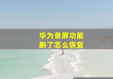 华为录屏功能删了怎么恢复