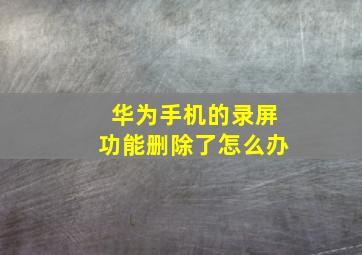 华为手机的录屏功能删除了怎么办