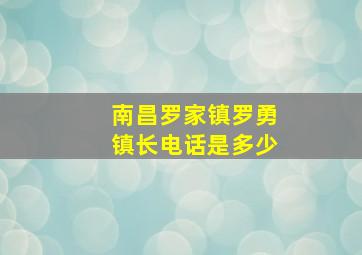 南昌罗家镇罗勇镇长电话是多少