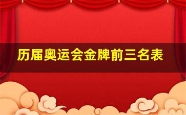 历届奥运会金牌前三名表