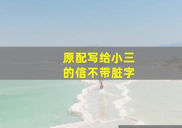 原配写给小三的信不带脏字