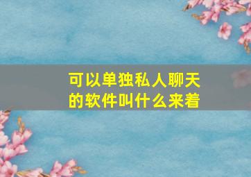 可以单独私人聊天的软件叫什么来着