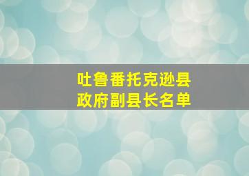 吐鲁番托克逊县政府副县长名单