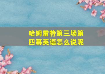 哈姆雷特第三场第四幕英语怎么说呢