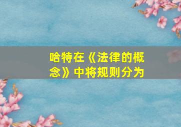 哈特在《法律的概念》中将规则分为