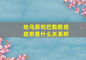 哈马斯和巴勒斯坦政府是什么关系啊