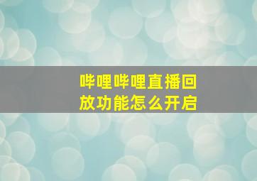 哔哩哔哩直播回放功能怎么开启