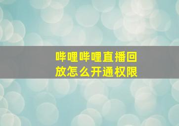 哔哩哔哩直播回放怎么开通权限