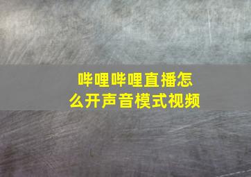 哔哩哔哩直播怎么开声音模式视频