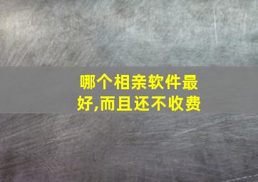 哪个相亲软件最好,而且还不收费