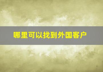 哪里可以找到外国客户